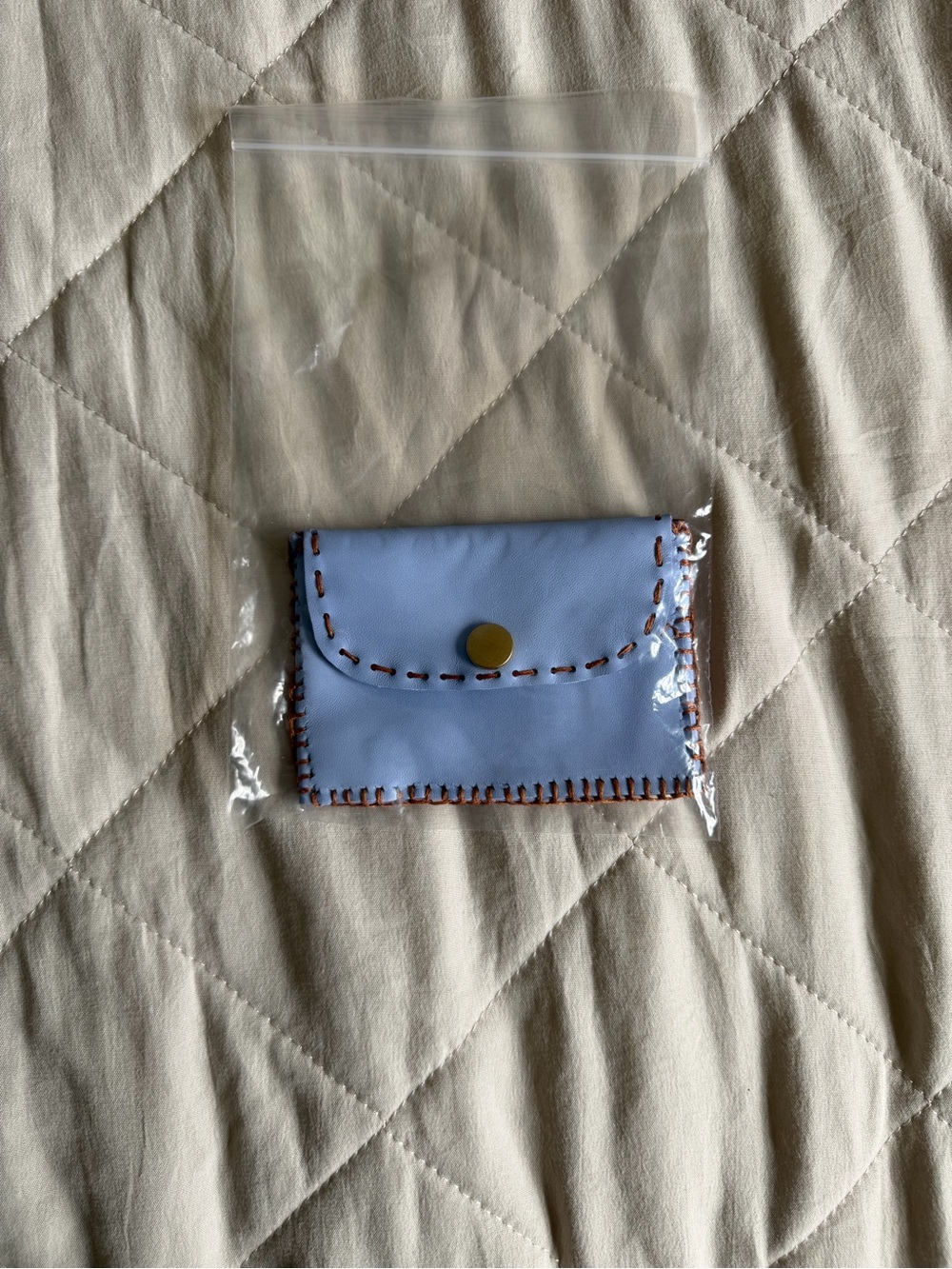 Light Blue Handmade Card Holder / Small Wallet